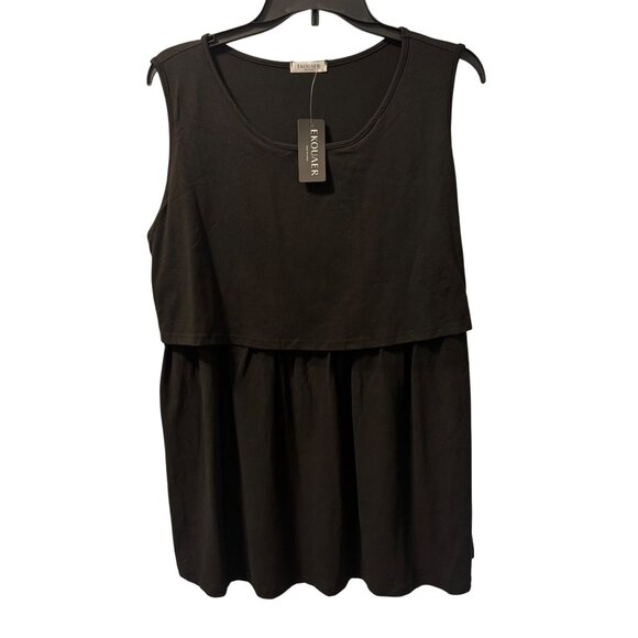 Ekouaer Womens Sleeveless Black Tank blouse Sz XL Casual Flowy Style. NWT - Picture 1 of 12